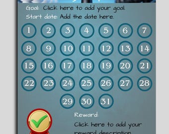 31-Day Challenge Goal Setting Progress Tracker Habit Forming Printable Digital Download
