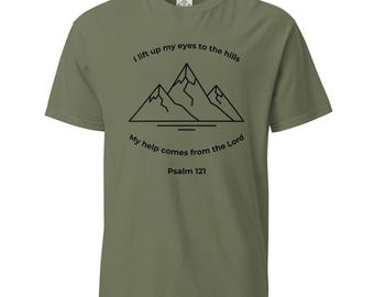 Psalm 121 Minimalist Mountain Heavyweight T-Shirt