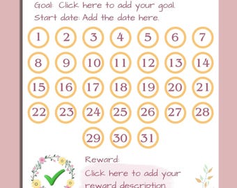 31-Day Challenge Tracker Spring Theme Goal Setting Printable Digital Download