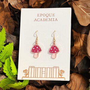 Toadstool Drop Earrings: Lightweight PLA Jewelry, Gold-Plated Hooks