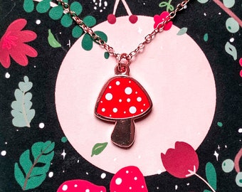 Toadstool Necklace | Forest Witch | Cottage Witch | Mushroom necklace | Faerie pendant | Rose gold pendant