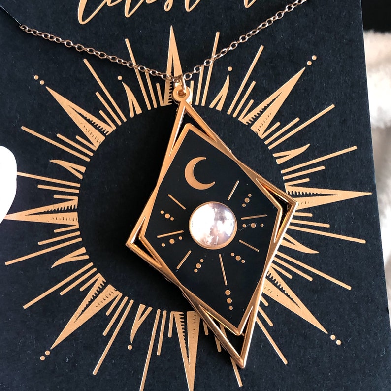 Celestial Moonstone Geometric Necklace Celestial jewellery image 2