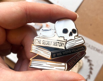 Dark Academia Book stack enamel pin | Ancient history pin | Dark Academia enamel pin | Hamlet enamel pin