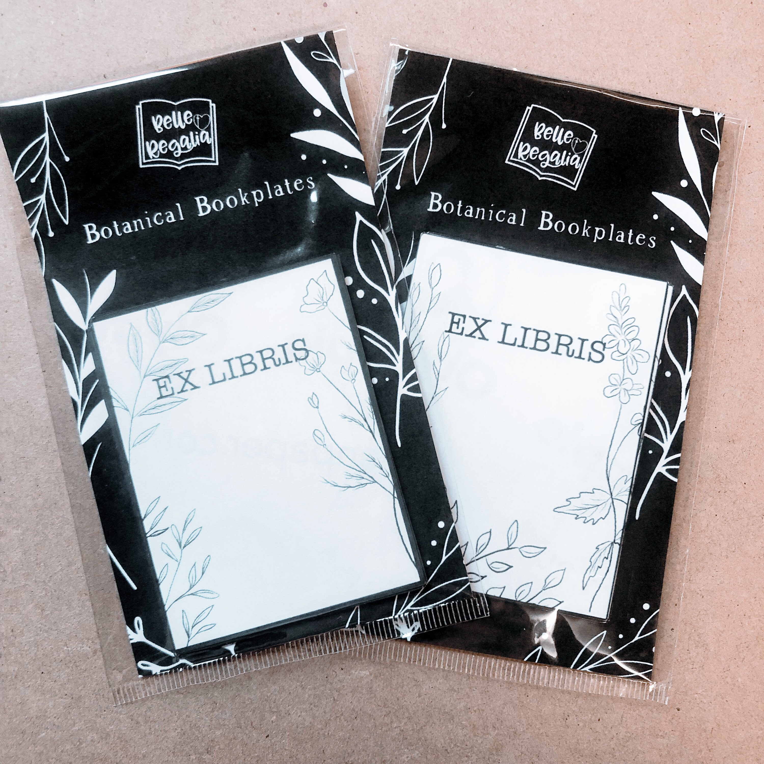Botanical bookplates black and white book labels back to | Etsy