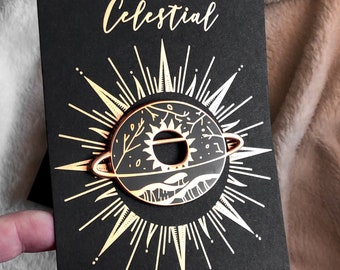 Saturn the Sun God Celestial Pin | Celestial enamel pin