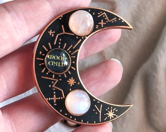 Moonstone Moon Child Celestial Pin | Celestial enamel pin