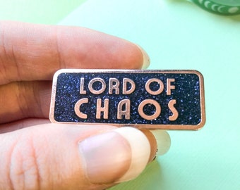 Lord of Chaos enamel pin | Black glitter pin | Lord of Misrule pin | Gothic enamel pins