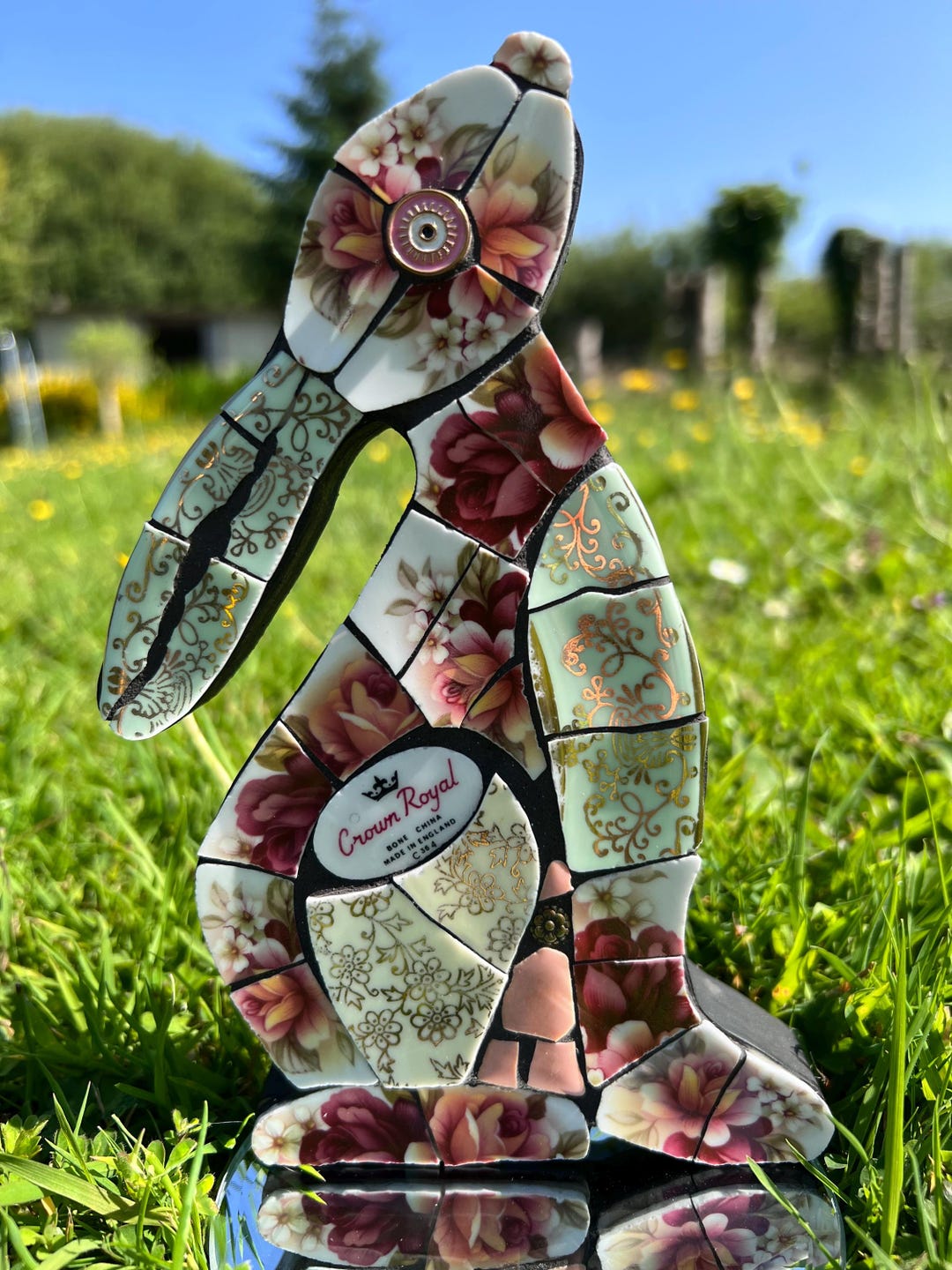 Mosaic Moon Gazing Hare, Made With Vintage China, Ceramic Mosaic Art ...