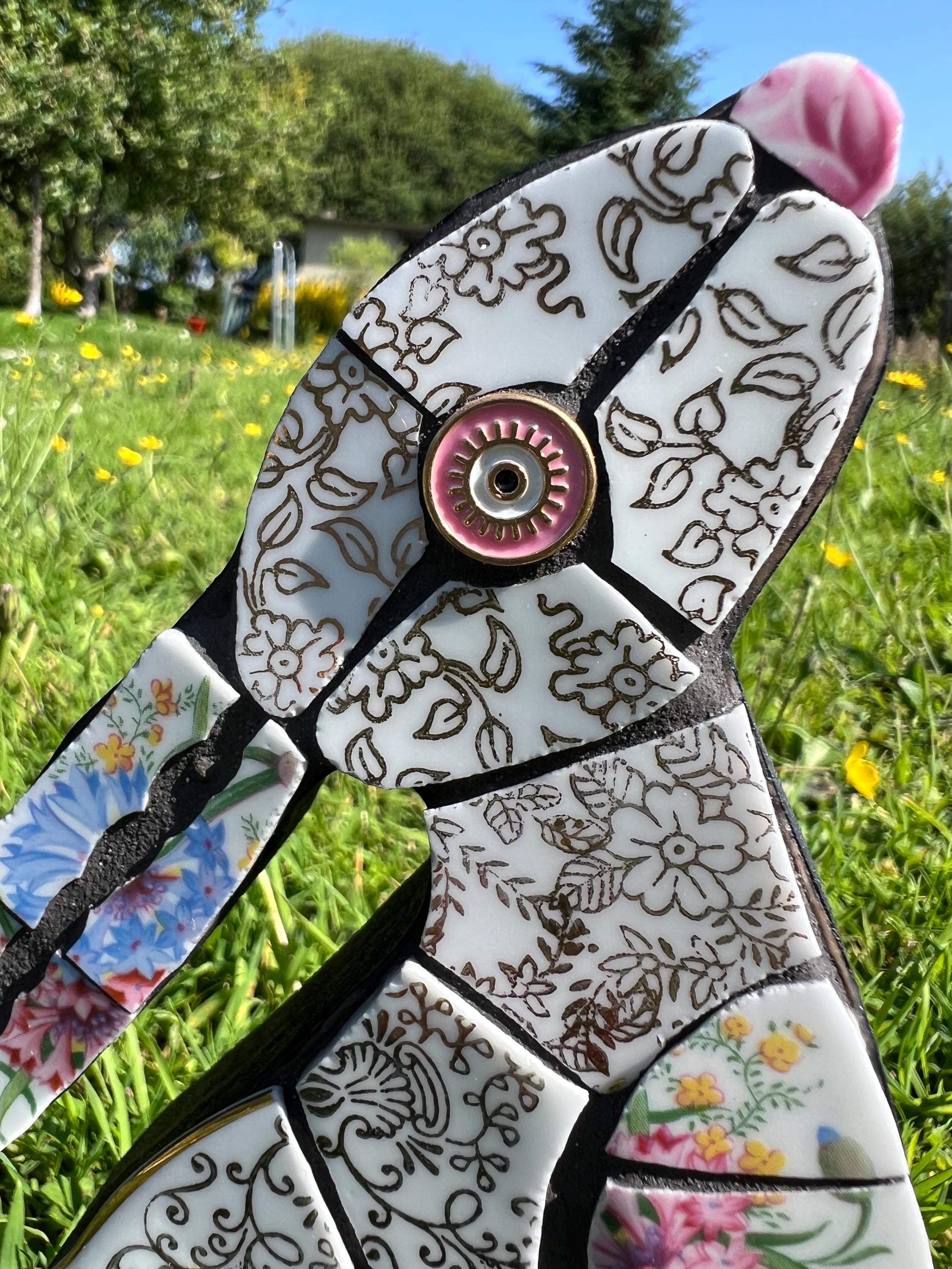 Mosaic Moon Gazing Hare, Made With Vintage China, Ceramic Mosaic Art - Etsy