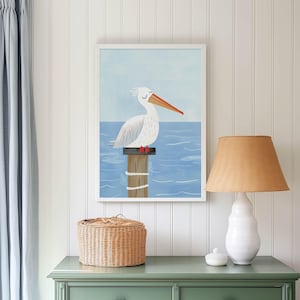 Ocean Animals Pelican Printable - Nautical Kids Wall Art Printable, Whimsical Playroom, Joyful Nursery Artwork, Colorful Beach House Decor