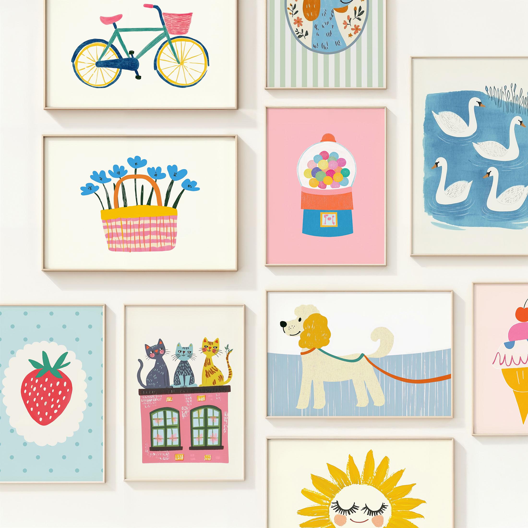 Kids Wall Art Printable Bundle- 75 Whimsical Storybook Illustrations, Animal Prints for Nursery Decor, Playrooms or Childrens Gallery Wall