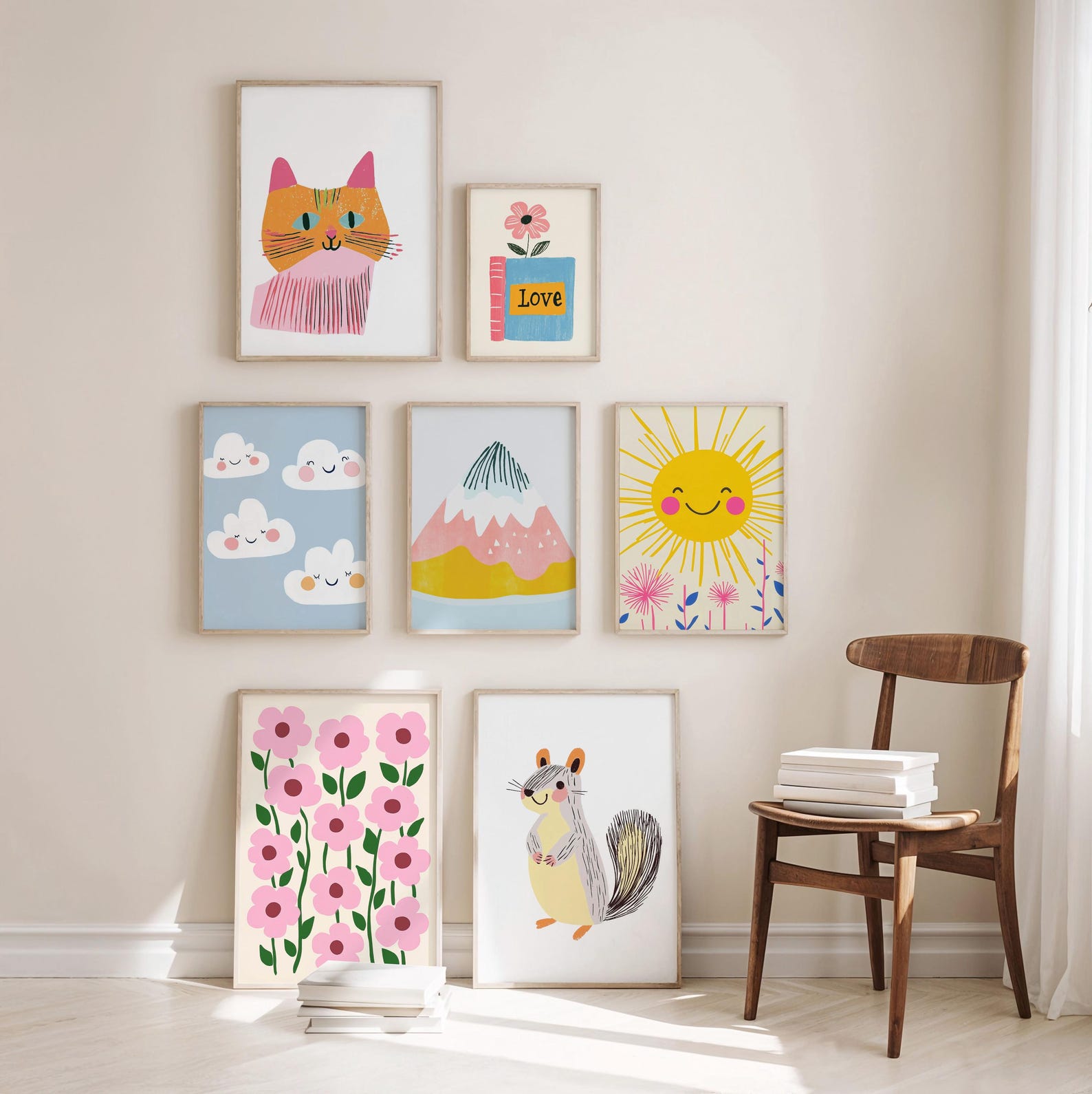 75 Kids Wall Art Printable Bundle - Whimsical Storybook Illustrations ...