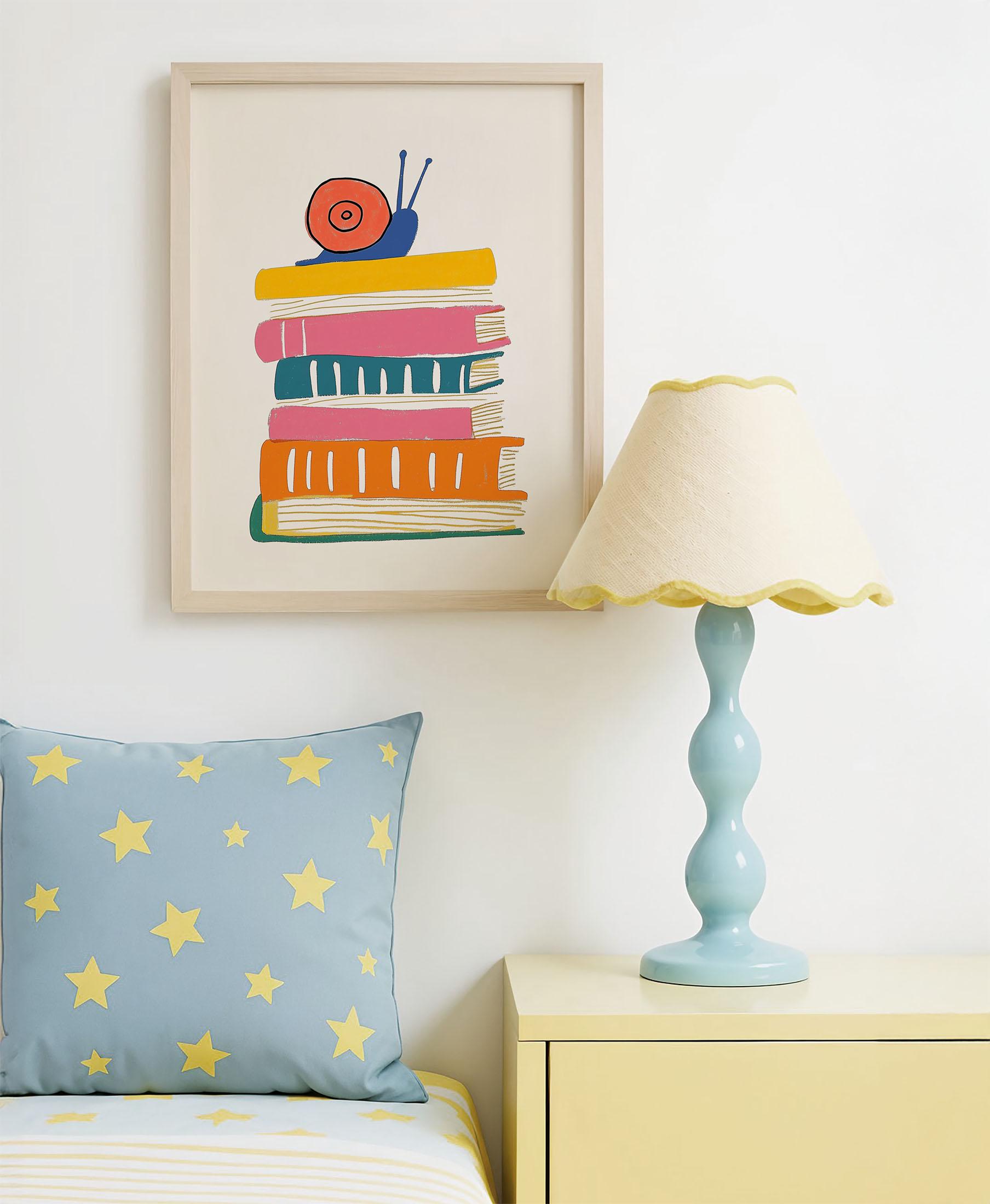 Whimsical Reading Snail Poster - Kids Wall Art Printable, Nursery Prints, Playroom Display, Classroom Decor, Eclectic Artwork, Animal Theme