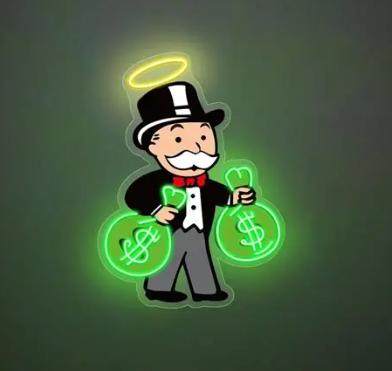 Monopoly Devil Neon Sign – Uncle Pennybags LED Wall Light for Game Room, Bar, Man Cave, Bold Wall Art Decor