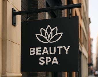 Letrero de hoja de metal para escaparate / Logotipo personalizado, decoración para salón y spa