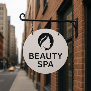 Salon Metal Blade Sign | Vintage Hanging Wall Sign for Beauty Studios, Barbershops, Spas | Custom Double Sided Metal Sign