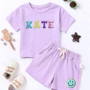 Conjunto de camiseta y pantalón corto infantil personalizado: Conjunto de verano 95 % algodón