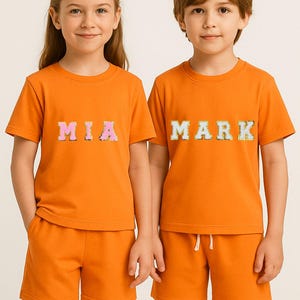 Conjunto de camiseta y pantalones cortos de algodón personalizados para niños: Conjunto con nombre personalizado
