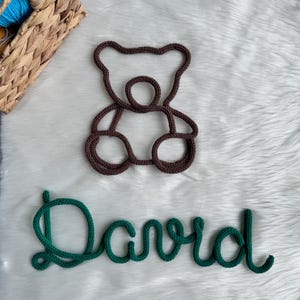 Knitted Wire Name Sign: Custom Yarn Nursery Decor