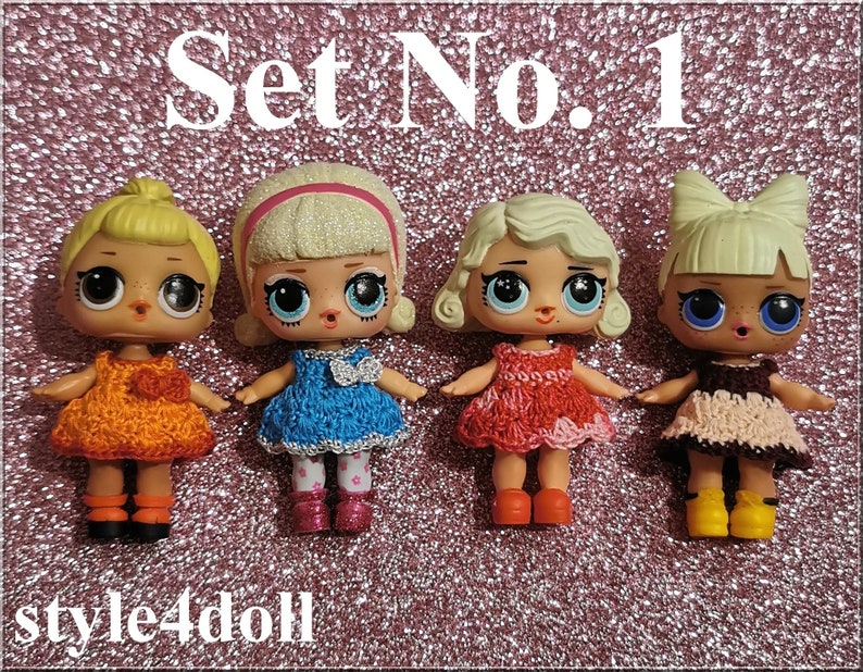 style4doll Set of 4 dresses made crochet for doll LOL
