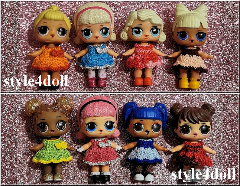 style4doll Set of 4 dresses made crochet for doll LOL