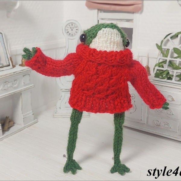 READY to SHIP Cute frog knitted and outfit style4doll