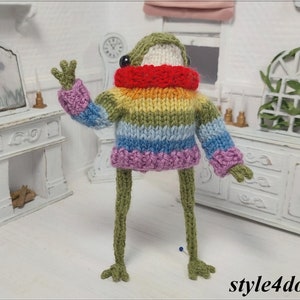 READY to SHIP Cute frog knitted and outfit style4doll