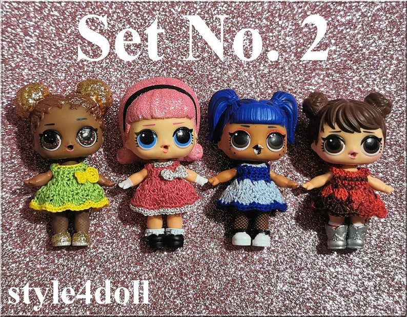 style4doll Set of 4 dresses made crochet for doll LOL
