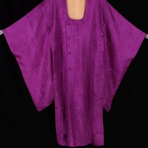 Antiker lila langer Michiyuki-Mantel, Kimonojacke | Seide | Traditioneller Kimono | Haori | Kimonojacke | Vintage Japan