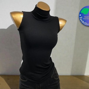 Ärmlös linne med polotröja | Sommartopp för kvinnor med lager på lager