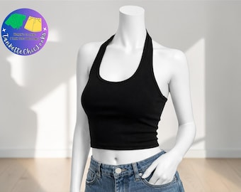 Slim-Fit Halter Crop Tank Top | Lightweight Summer Camisole, Chic Streetwear