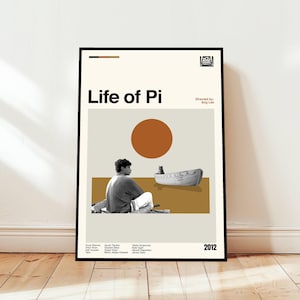 Life of Pi Poster / Movie Poster / Midcentury Modern Art / Minimalist Art / Vintage Print /  Retro Modern Poster