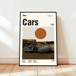 Cars Poster / Movie Poster / Midcentury Modern Art / Minimalist Art / Vintage Print /  Retro Modern Poster / Gift for him