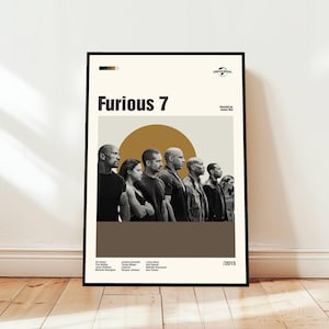 Furious 7 Filmplakat, Mid-Century Modern Kunstdruck