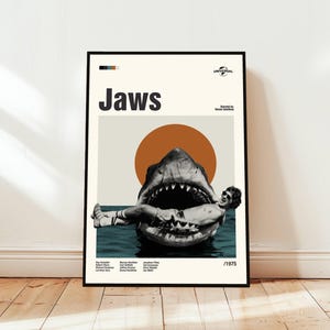 Jaws Poster / Movie Poster / Midcentury Modern Art / Minimalist Art / Vintage Print /  Retro Modern Poster / Gift for him