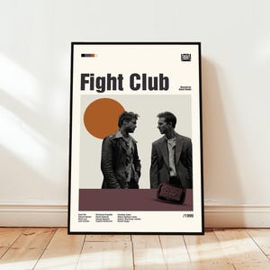 Fight Club Poster / Movie Poster / Midcentury Modern Art / Minimalist Art / Vintage Print /  Retro Modern Poster / Gift for him