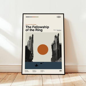 The Fellowship of the Ring Poster / Movie Poster / Midcentury Modern Art / Minimalist Art / Vintage Print /  Retro Modern Poster