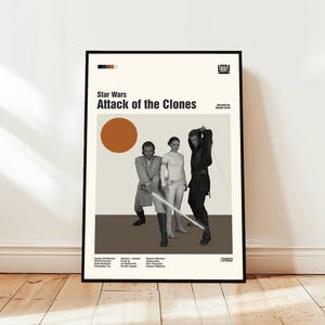 Star Wars: Attack of the Clones Poster / Movie Poster / Midcentury Modern Art / Minimalist Art / Vintage Print /  Retro Modern Poster
