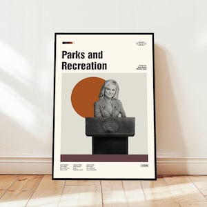 Poster parken en recreatie / filmposter / moderne kunst uit het midden van de eeuw / minimalistische kunst / vintage print / retro moderne poster / cadeau voor hem
