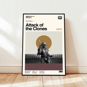 Star Wars: Attack of the Clones Poster / Movie Poster / Midcentury Modern Art / Minimalist Art / Vintage Print /  Retro Modern Poster