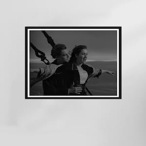 Titanic Movie Poster, Titanic Print, Jack and Rose Poster, Leonardo DiCaprio Poster, Black and White, Retro Poster, Wall Art