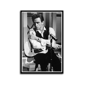 Johnny Cash Poster, Johnny Cash Wall Art, Black and White, Sade Print, Music Poster, Wall Decor, Gift for fan, Digital Download