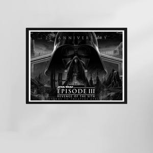 Star Wars Revenge of the Sith Poster, Star Wars Poster, Movie Scenes Wall Art, Black and White, Printable Retro Wall Art, Wall Decor