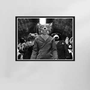 Fantastic Mr. Fox Poster, Fantastic Mr Fox Print, Wes Anderson Fan Gift, Black and White, Retro Movie Poster, Digital Download