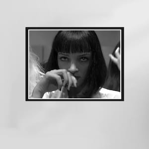 Pulp Fiction Poster, Mia Wallace Poster, Pulp Fiction Wall Art, Movie Scenes Wall Art, Black and White, Printable Retro Wall Art