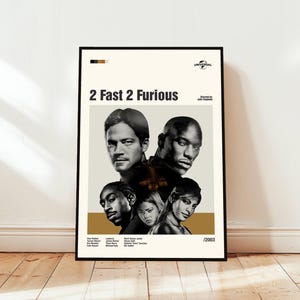 2 Fast 2 Furious Poster / Filmplakat / Midcentury Moderne Kunst / Minimalistische Kunst / Vintage Print / Retro Modernes Plakat / Geschenk für Ihn