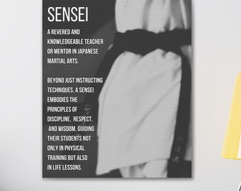 Lienzo mate con la definición de Sensei, regalo de artes marciales de karate
