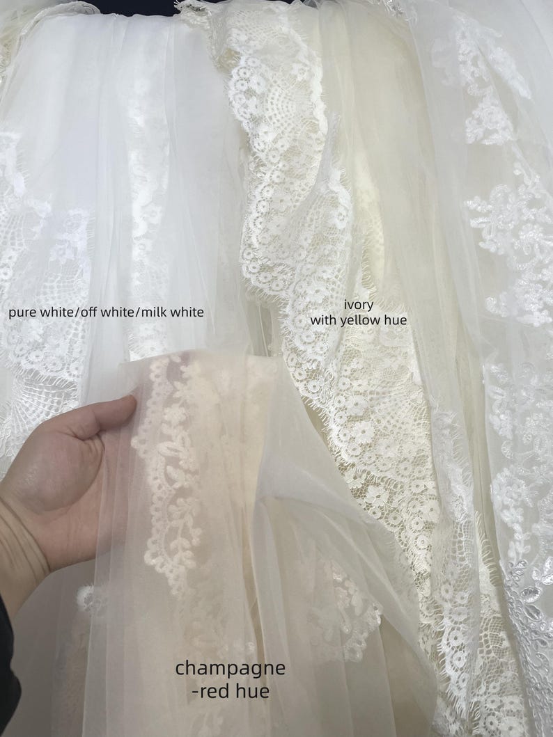 Tulle Swatches for veil, Off white, White, Ivory, Champagne, Dark ivory