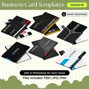 Sjablonen voor creatieve visitekaartjes voor ondernemers en Etsy-verkopers | Aanpasbare visitekaartjes | Bewerkbare PSD-bundel vol. 3