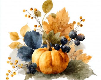 12 Rustic Pumpkin Clipart, Cozy Fall Pumpkin, Printable Watercolor Clipart, High Quality JPGs, Digital Download, Paper Craft, Junk Journals